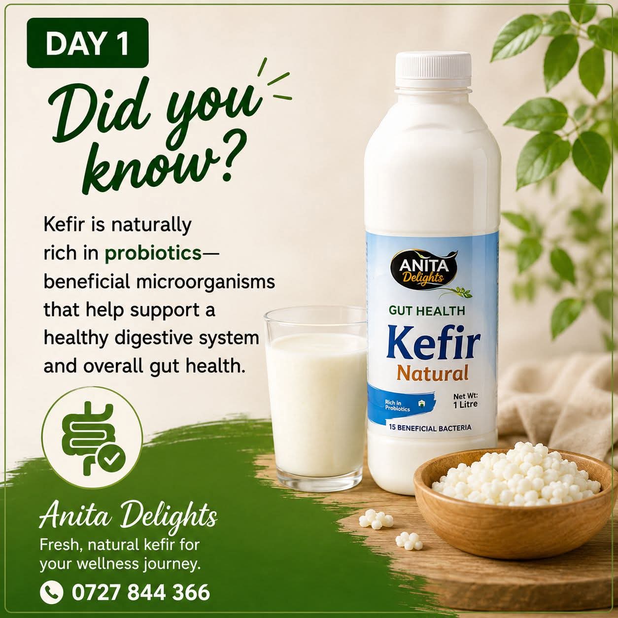 Kefir is naturally rich in probiotics